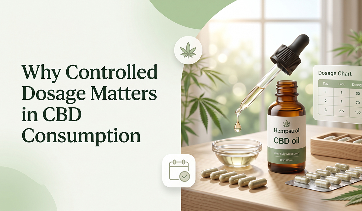 CBD oil dropper and capsules illustrating the importance of controlled CBD dosage